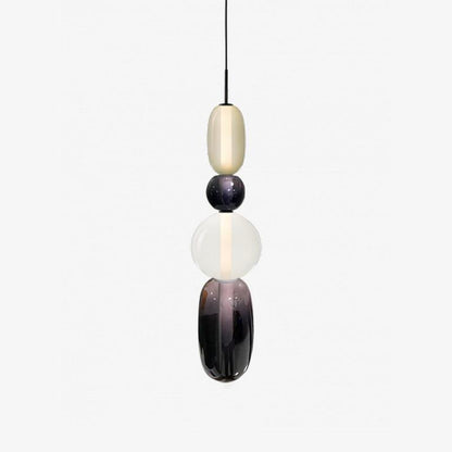 Stacked Glass Orb Hanging Light Fixture for Dining Room Kitchen Island Multi-Color Tinted Ceiling Pendant 30 Inch Height Adjustable Modern A