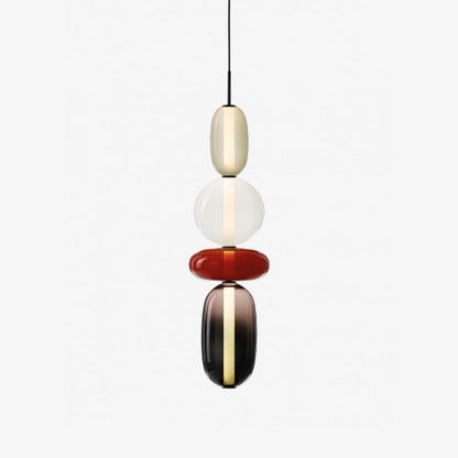 Stacked Glass Orb Hanging Light Fixture for Dining Room Kitchen Island Multi-Color Tinted Ceiling Pendant 30 Inch Height Adjustable Modern A