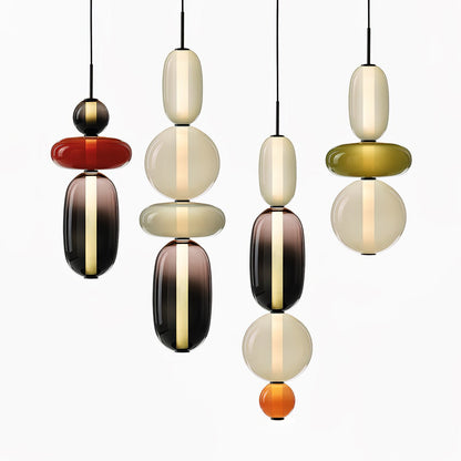 Multi-Jar LED Overhead Fixture 20 Inch Colorful Tinted Glass Drop Lights for Dining Kitchen Bedroom Modern Bohemian Accent Chandelier Adjust
