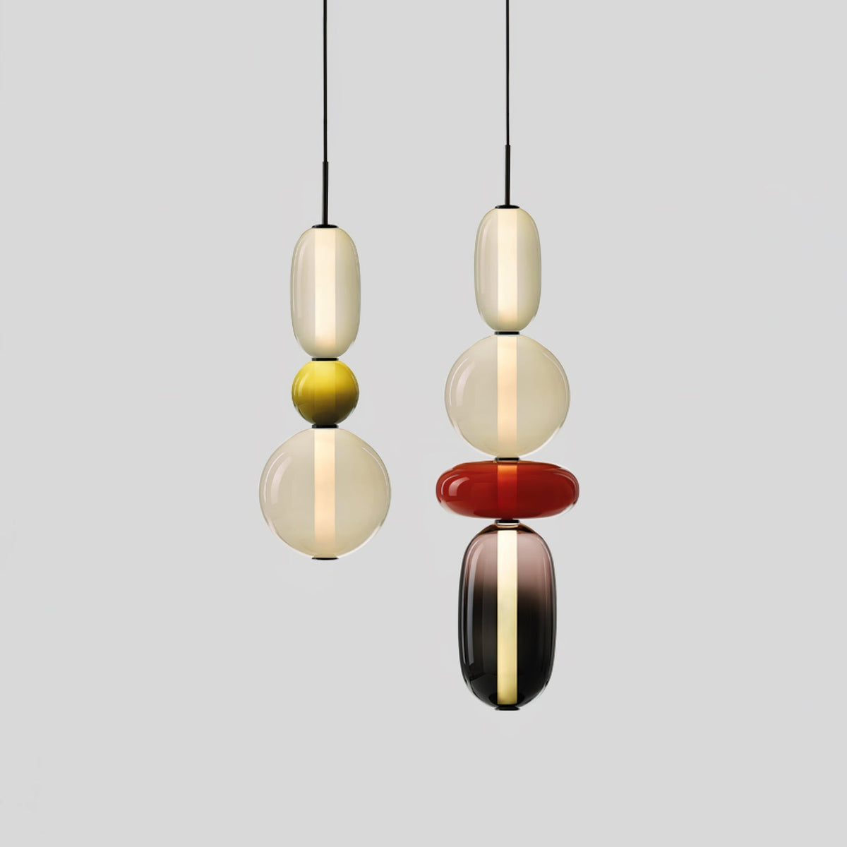 Multi-Jar LED Overhead Fixture 20 Inch Colorful Tinted Glass Drop Lights for Dining Kitchen Bedroom Modern Bohemian Accent Chandelier Adjust