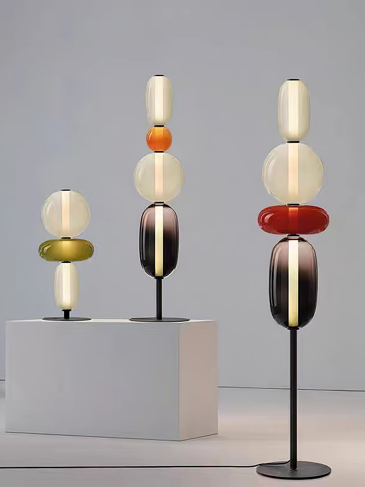 Tall Standing Lamp with Adjustable Color Temperature Metal & Glass Shade Modern Accent Lighting for Bedroom Living Room Reading Nook 51 in