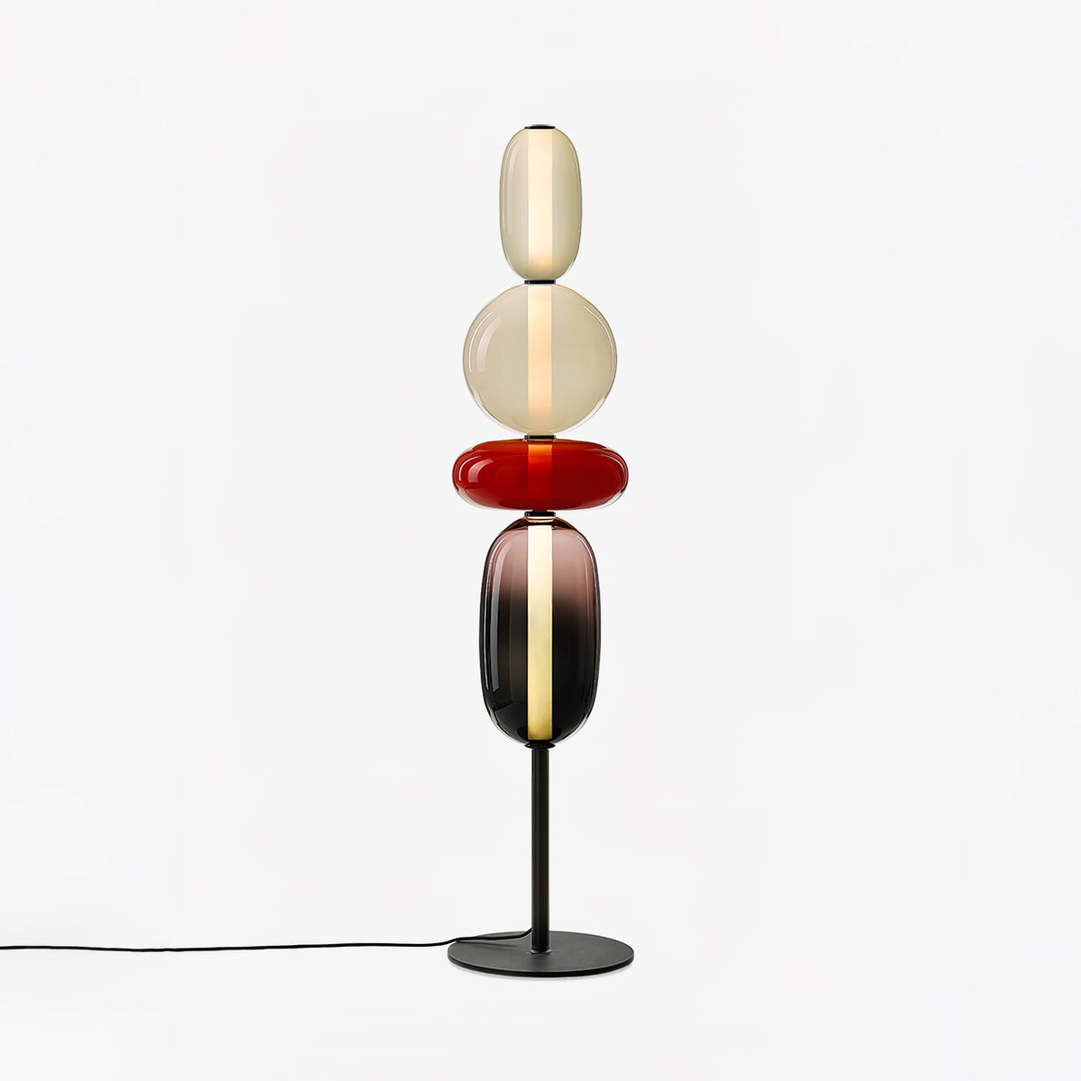 Tall Standing Lamp with Adjustable Color Temperature Metal & Glass Shade Modern Accent Lighting for Bedroom Living Room Reading Nook 51 in