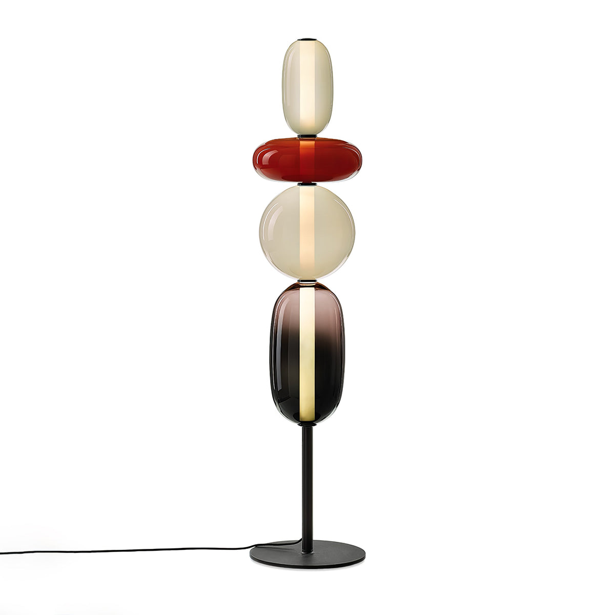 Tall Standing Lamp with Adjustable Color Temperature Metal & Glass Shade Modern Accent Lighting for Bedroom Living Room Reading Nook 51 in