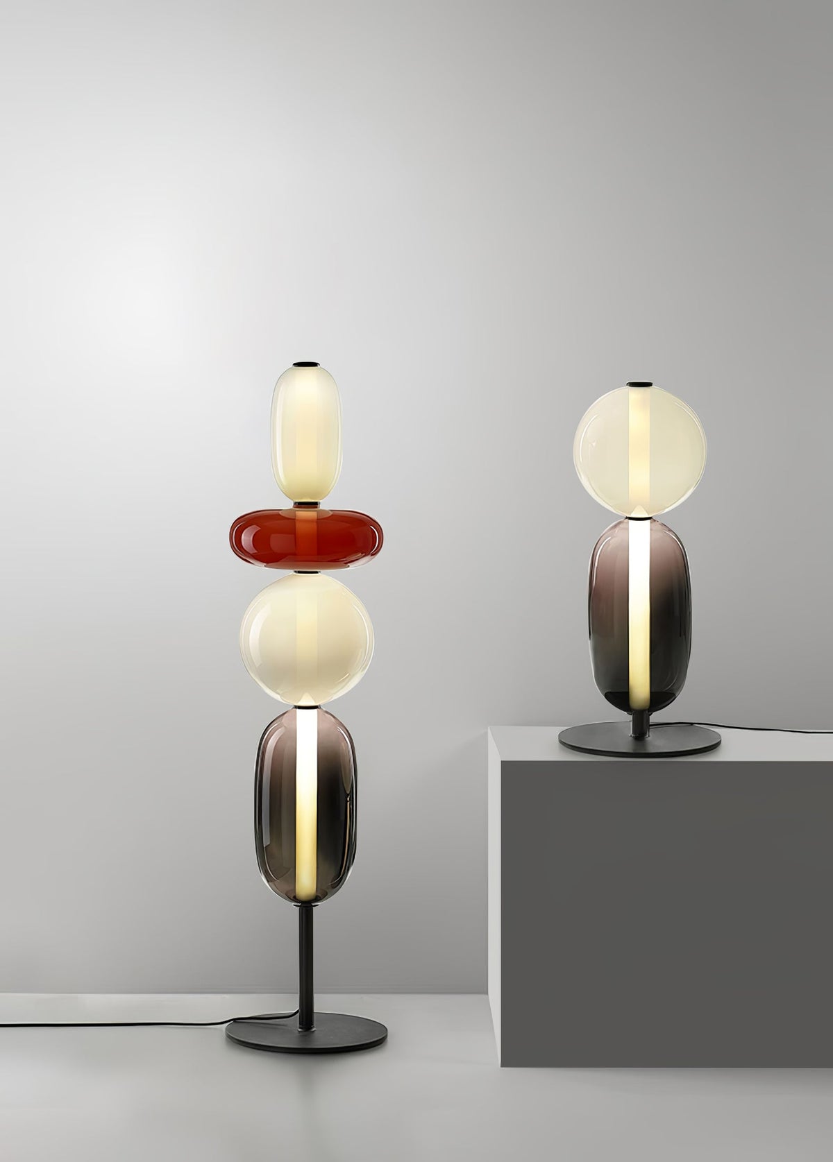 Tall Standing Lamp with Adjustable Color Temperature Metal & Glass Shade Modern Accent Lighting for Bedroom Living Room Reading Nook 51 in