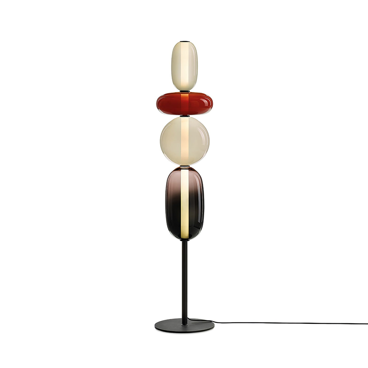 Tall Standing Lamp with Adjustable Color Temperature Metal & Glass Shade Modern Accent Lighting for Bedroom Living Room Reading Nook 51 in