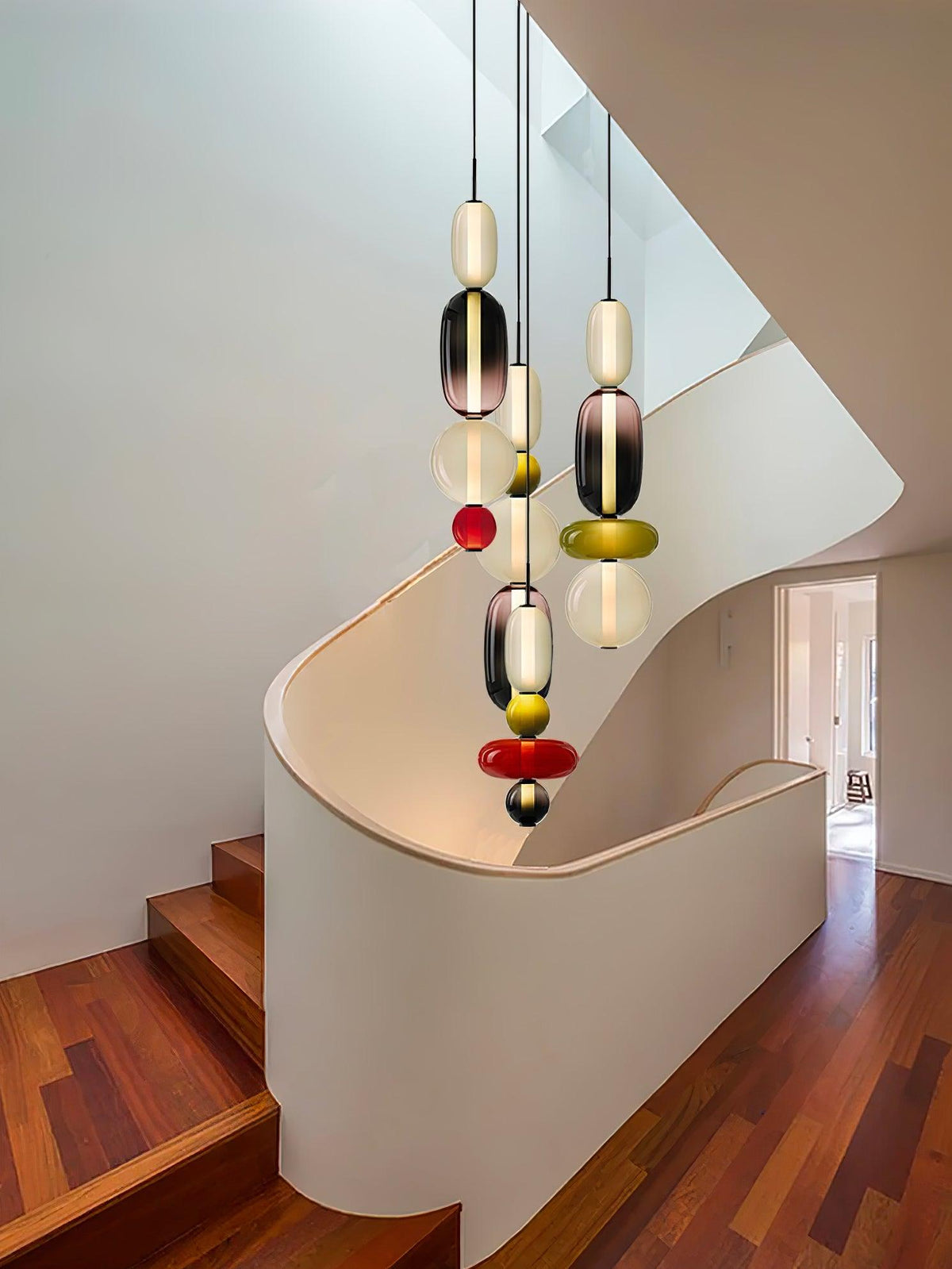 Multi-Jar LED Overhead Fixture 20 Inch Colorful Tinted Glass Drop Lights for Dining Kitchen Bedroom Modern Bohemian Accent Chandelier Adjust