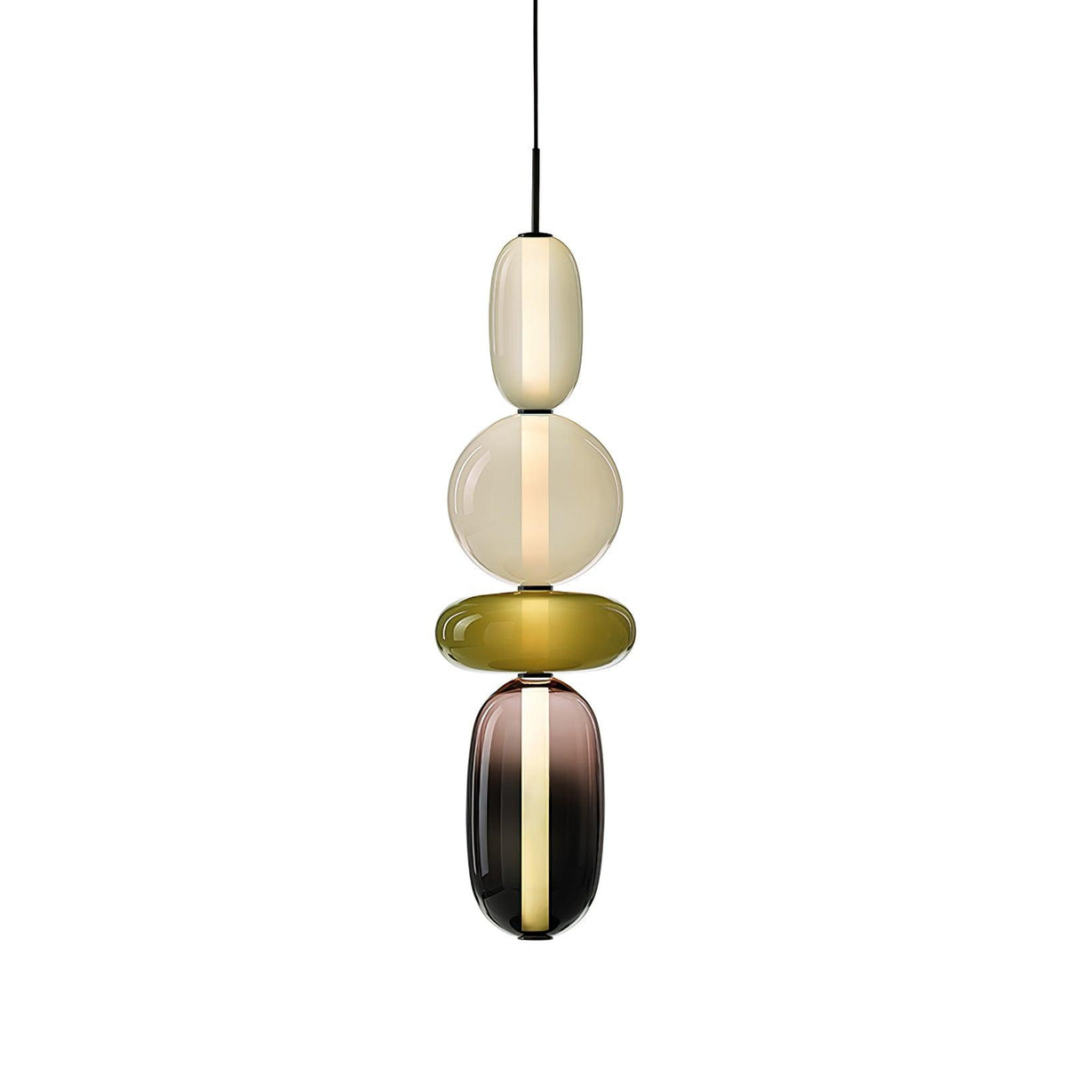 Handblown Glass Drop Pendant LED 7-inch Multi-Color Chandelier Dimmable Ceiling Light Adjustable for Kitchen Island Dining Table Living Room