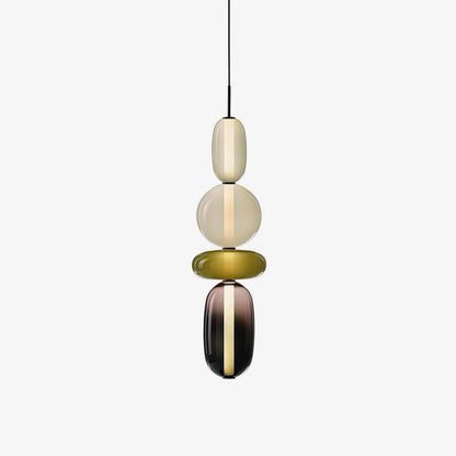 Handblown Glass Drop Pendant LED 7-inch Multi-Color Chandelier Dimmable Ceiling Light Adjustable for Kitchen Island Dining Table Living Room