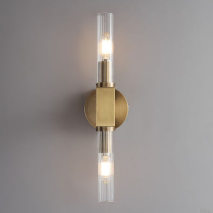 Glass Cylinder Wall Sconce with Brass or Nickel Finish – Single, Double & Linear Mount for Modern Interiors