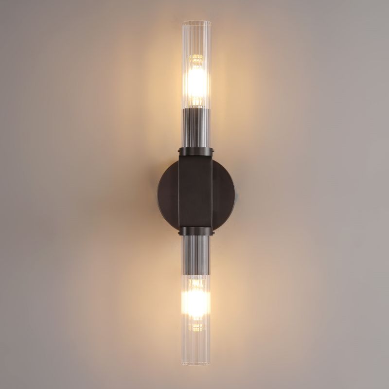 Glass Cylinder Wall Sconce with Brass or Nickel Finish – Single, Double & Linear Mount for Modern Interiors