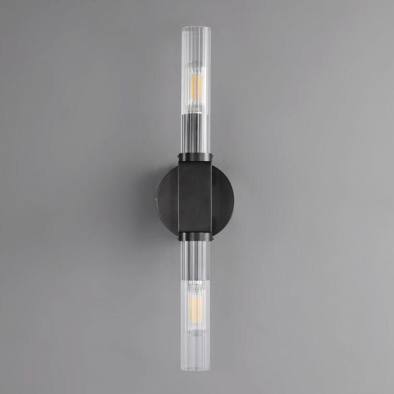 Glass Cylinder Wall Sconce with Brass or Nickel Finish – Single, Double & Linear Mount for Modern Interiors