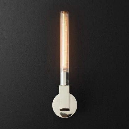 Glass Cylinder Wall Sconce with Brass or Nickel Finish – Single, Double & Linear Mount for Modern Interiors