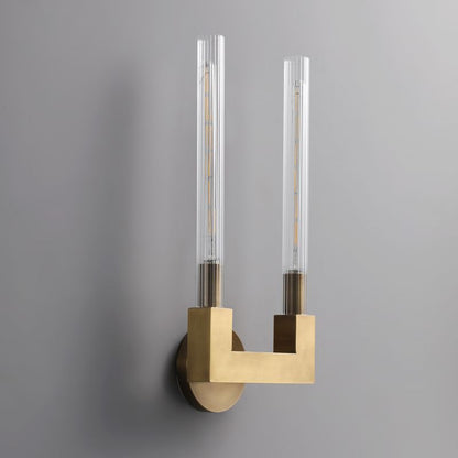 Glass Cylinder Wall Sconce with Brass or Nickel Finish – Single, Double & Linear Mount for Modern Interiors
