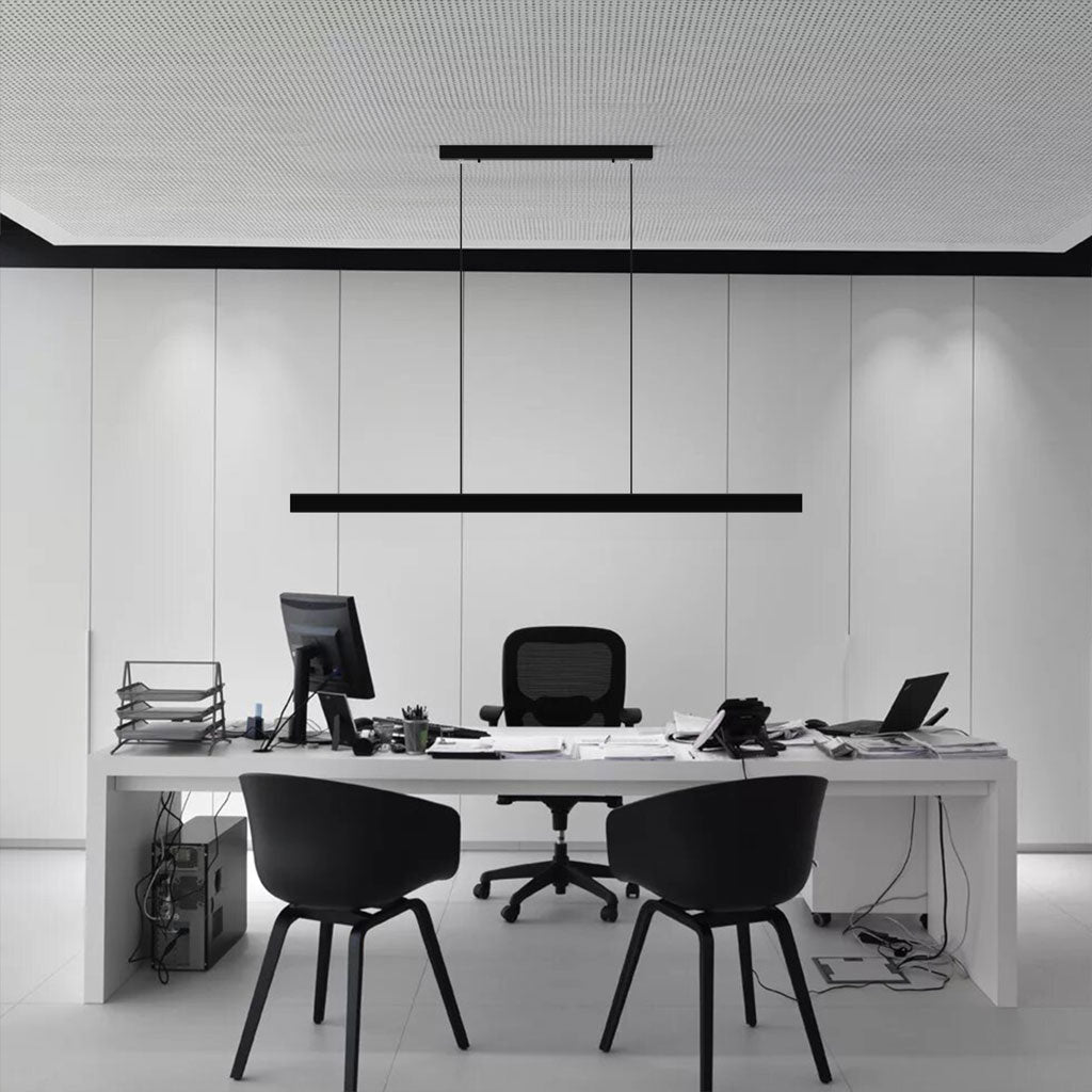 Hanging Light Fixture for Kitchen Island & Dining Room | Wood & Metal Linear Bar 31.5-71 in | Height-Adjustable Overhead LED | Remote-Contro