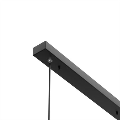 Hanging Light Fixture for Kitchen Island & Dining Room | Wood & Metal Linear Bar 31.5-71 in | Height-Adjustable Overhead LED | Remote-Contro