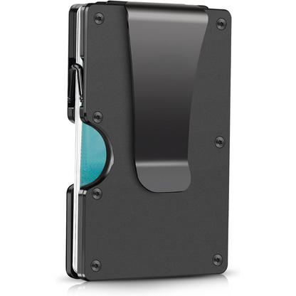 Mens Wallet with Money Clip, Minimalist Wallet, RFID Blocking Wallet, Slim Carbon Fiber Card Holder for 12 Cards