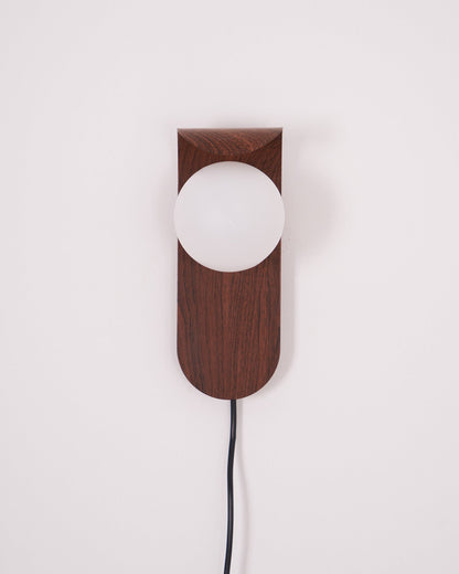 Plug-In Sconce with Frosted Globe and Wood Accent – 10 Inch Height for Bedroom Bathroom Hallway – G9 Socket Dimmable Fixture – Natural or Wa