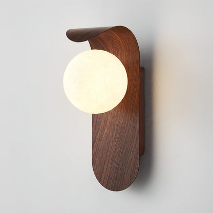 Plug-In Sconce with Frosted Globe and Wood Accent – 10 Inch Height for Bedroom Bathroom Hallway – G9 Socket Dimmable Fixture – Natural or Wa