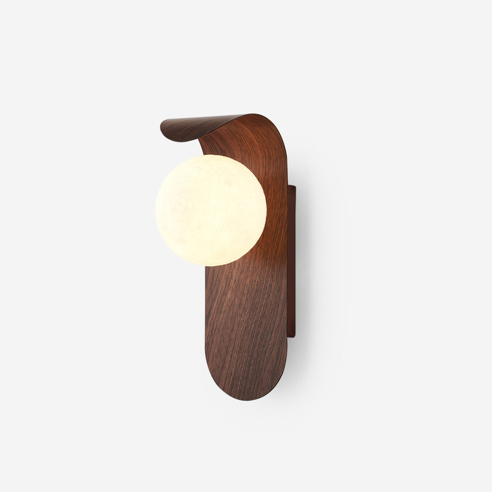 Spherical Sconce with Timber Accent – Frosted Orb Fixture for Bathrooms, Hallways & Bedrooms – Dimmable G9 Base