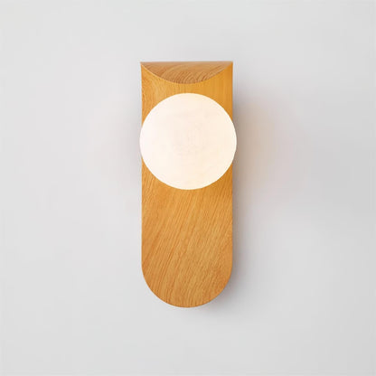 Spherical Sconce with Timber Accent – Frosted Orb Fixture for Bathrooms, Hallways & Bedrooms – Dimmable G9 Base