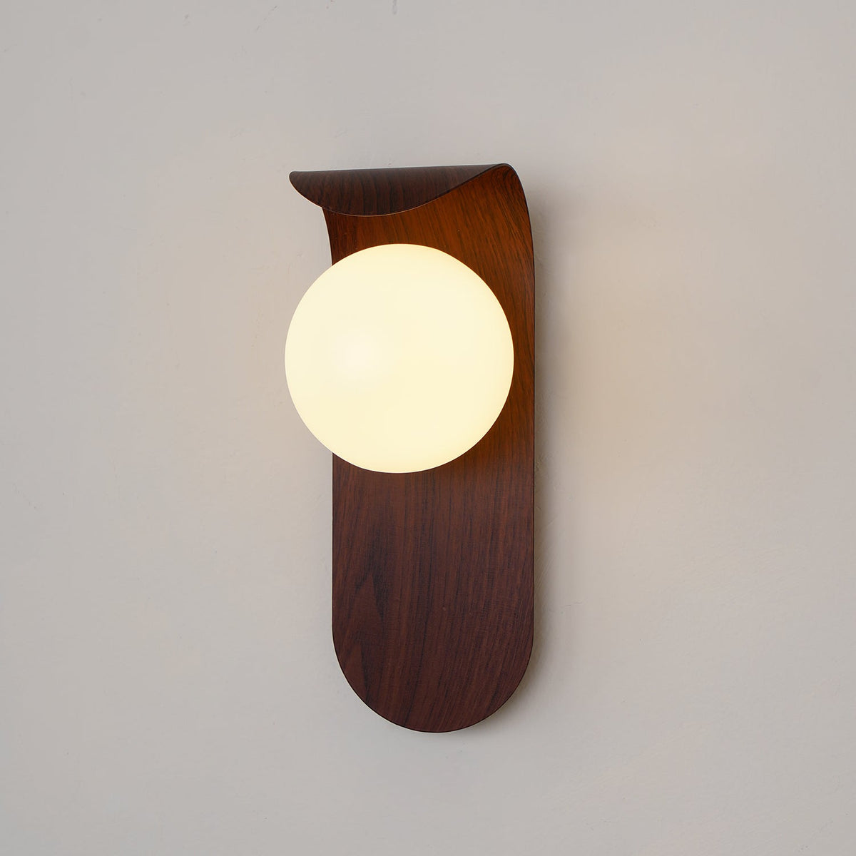 Contemporary Wood-Finish Wall Sconce with Glass or Acrylic Globe Shade for Living Room & Bedroom