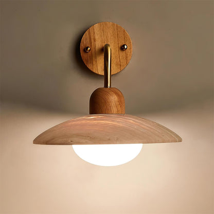 Curved Stone Sconce with Mixed-Material Arm for Bedside & Bath Vanity Reading Light Warm Organic Bedroom Hallway Entryway Accent