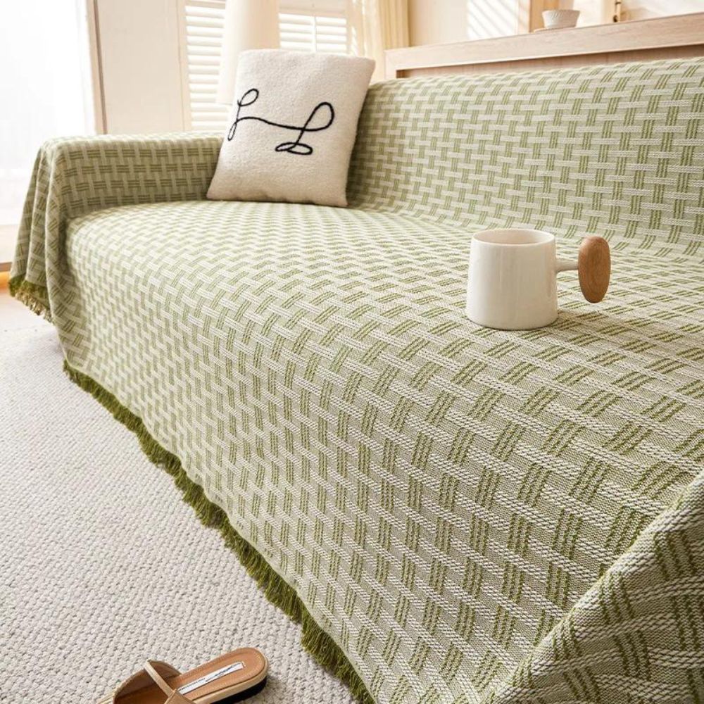 Cielo Sofa Cover - Quilted Microfiber, Geometric Design