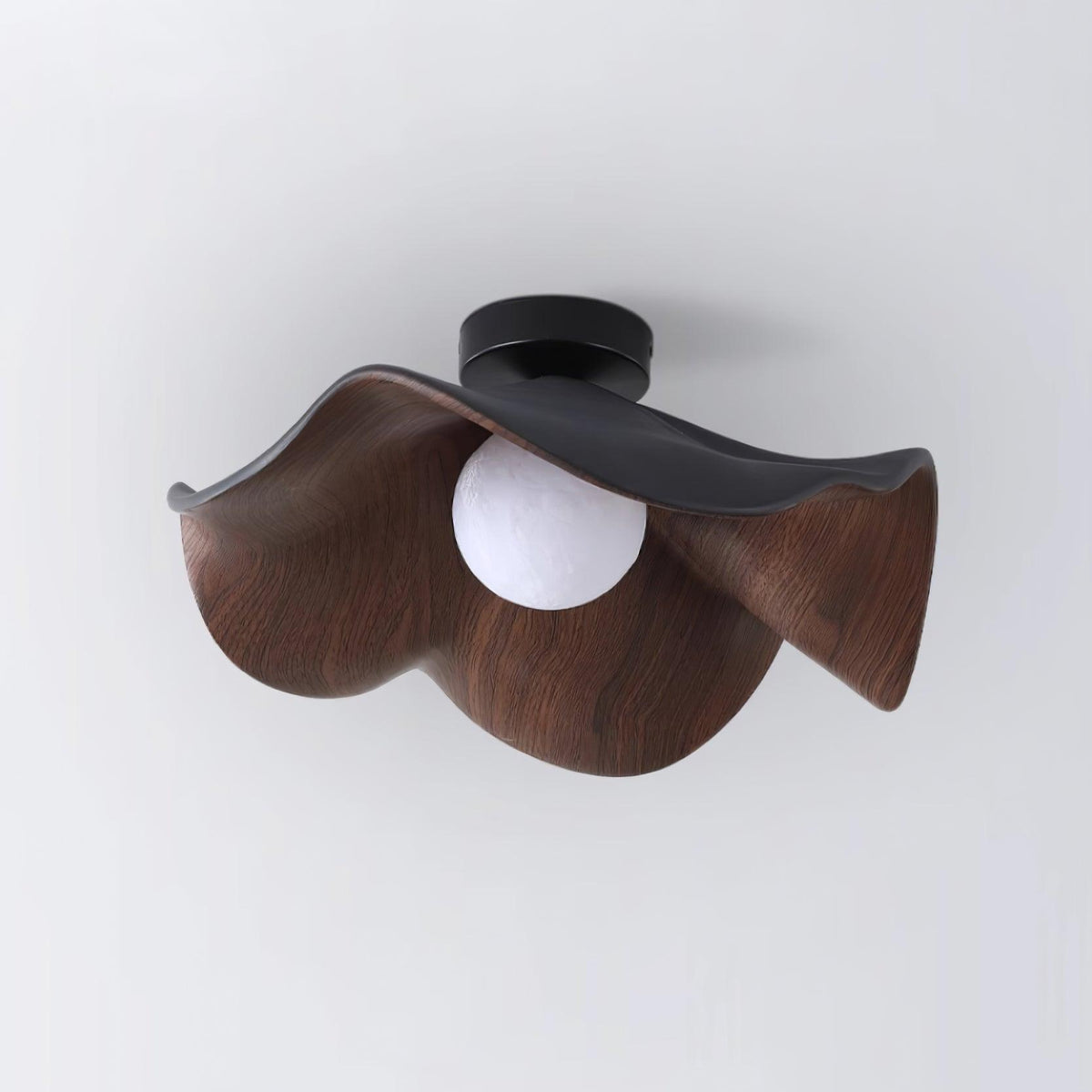Flush Mount Light Fixture 11 in Resin Wood-Look Finish for Bathroom Hallway Entryway Wall or Ceiling Modern Low Profile Ambient Lighting G9