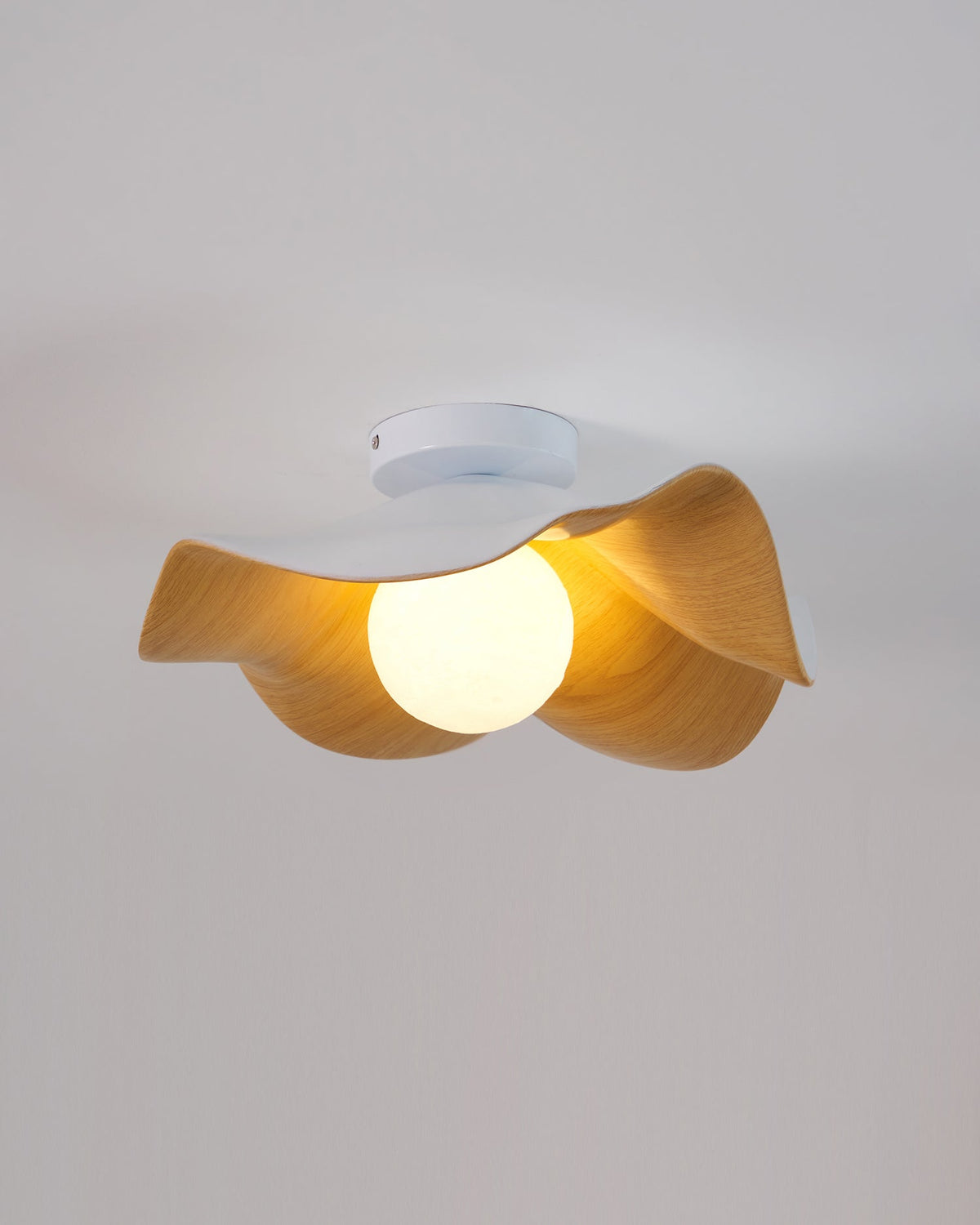 Flush Mount Light Fixture 11 in Resin Wood-Look Finish for Bathroom Hallway Entryway Wall or Ceiling Modern Low Profile Ambient Lighting G9