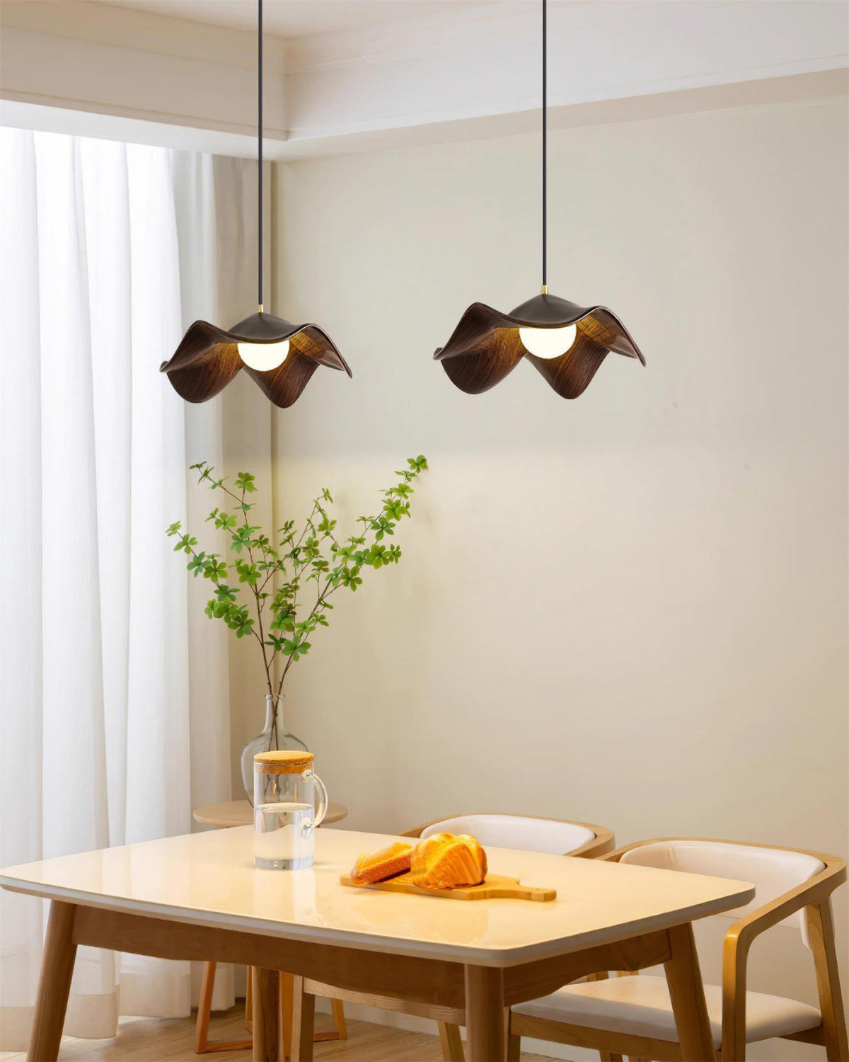 Hanging Fixture with Botanical Motif in Resin for Kitchen & Dining Areas 11-Inch Round Globe with Textured Surface Adjustable Drop Cord Fits