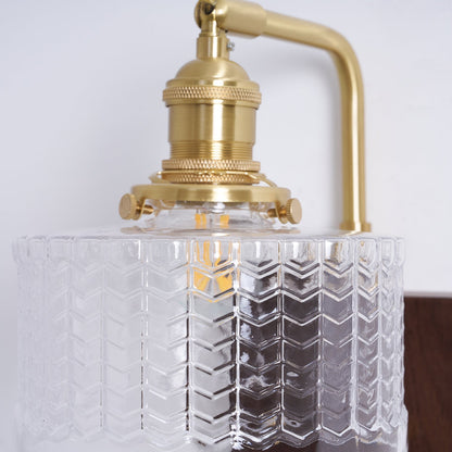 Handcrafted Wooden Sconce with Brass Accents and Emerald Fishscale Glass Shade for Hallway Bedroom Bathroom Ambient Lighting