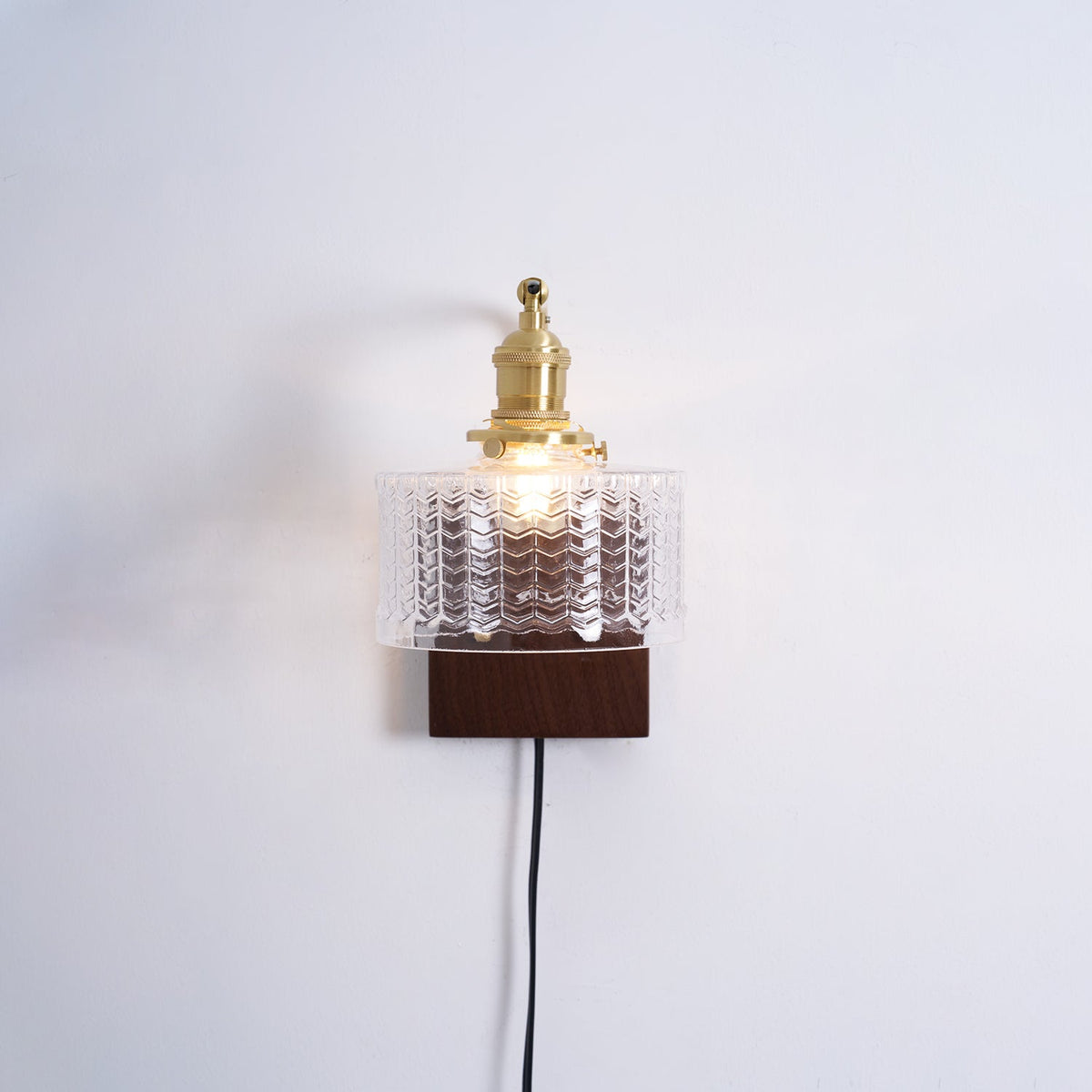 Handcrafted Wooden Sconce with Brass Accents and Emerald Fishscale Glass Shade for Hallway Bedroom Bathroom Ambient Lighting