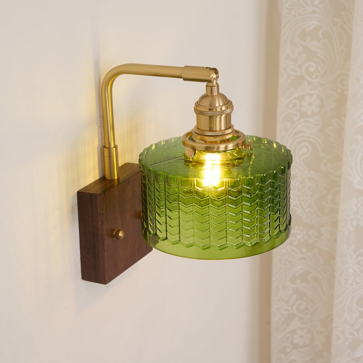 Sconce Fixture with Tinted Globe Shade – Wood & Metal Construction for Bathroom Vanity Bedroom Hallway – 9.4 Inch Diameter – Damp Location S