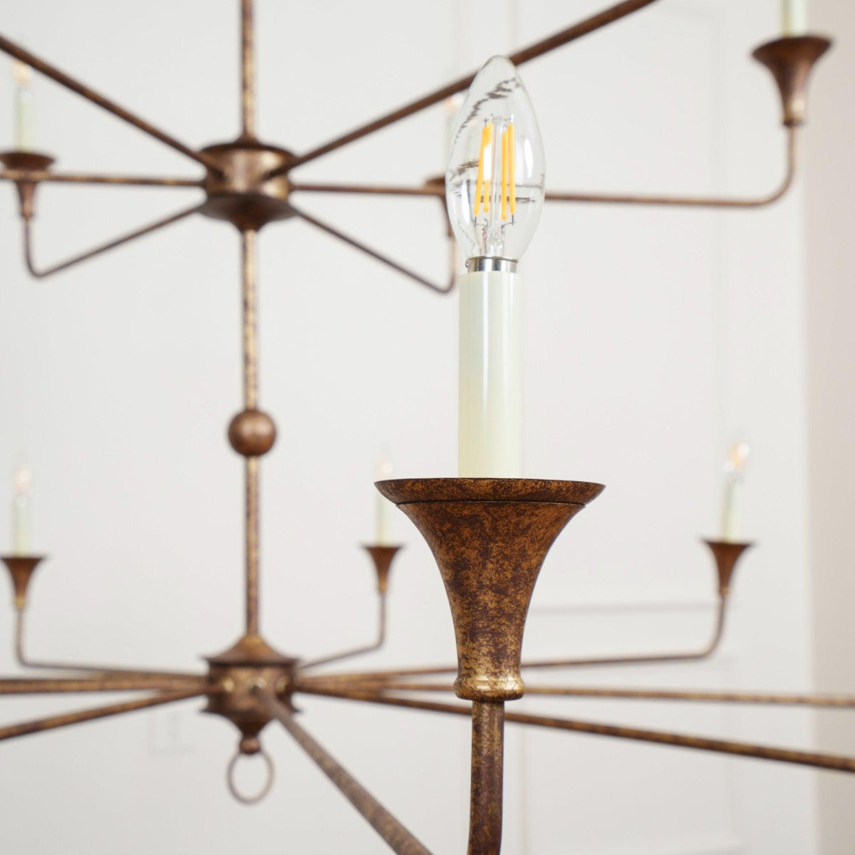 Multi-Arm Statement Chandelier for Foyer and Dining Rooms 63 in Adjustable Height Brass Bronze Metal Ceiling Light Large Interior Fixture fo