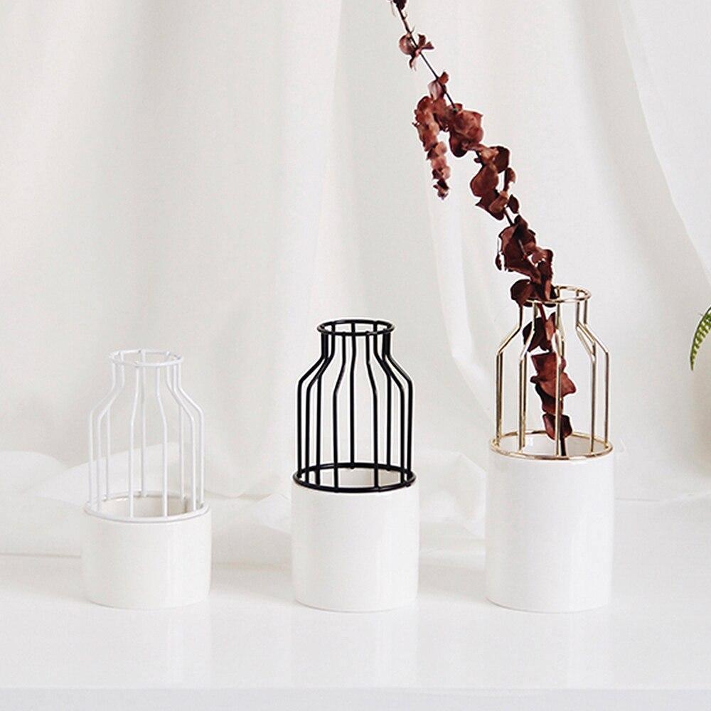 Iron and Ceramic Vase with Grated Design