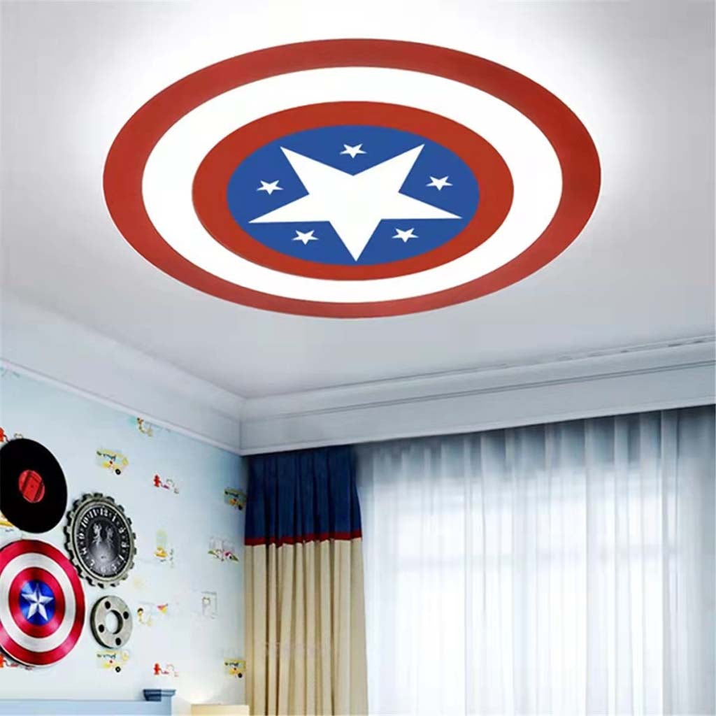 LED Flush Mount Overhead Light for Kids Room Dimmable Remote Control Shield Design 20.5 Inch Diameter Playroom Nursery Bedroom Fixture