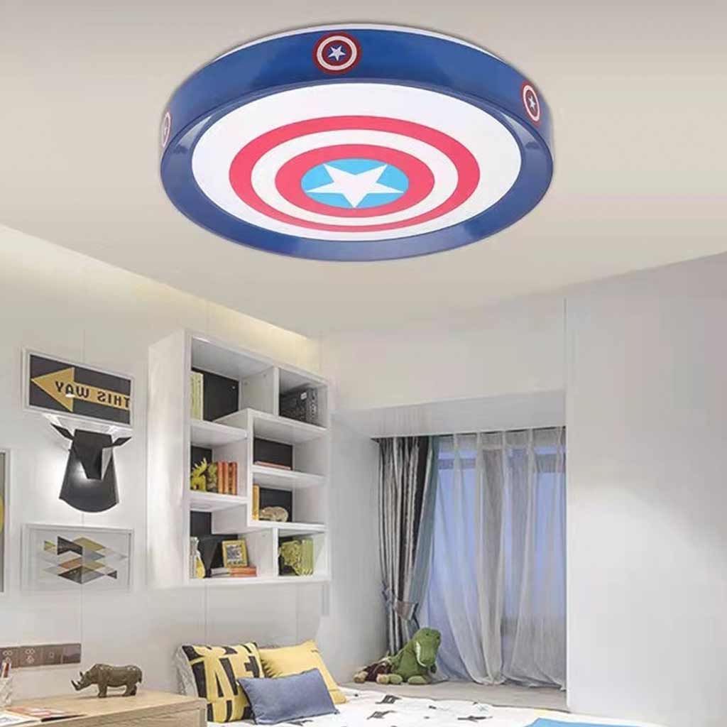 LED Flush Mount Overhead Light for Kids Room Dimmable Remote Control Shield Design 20.5 Inch Diameter Playroom Nursery Bedroom Fixture