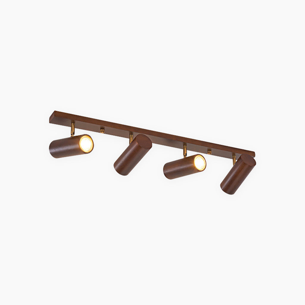 Rotating Track Spotlight with Wood Accent – Single or Multi-Head LED Fixture for Living Room, Bedroom & Home Office – Adjustable Directional