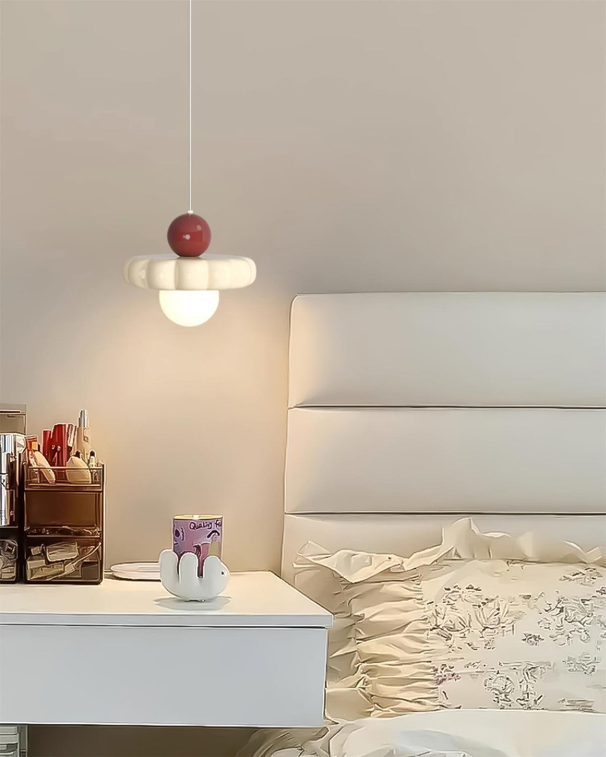 Suspension globe rétro avec abat-jour incurvé – Luminaire de plafond à douille G9 pour salle à manger, cuisine, chambre – Lampe suspendue moderne réglable