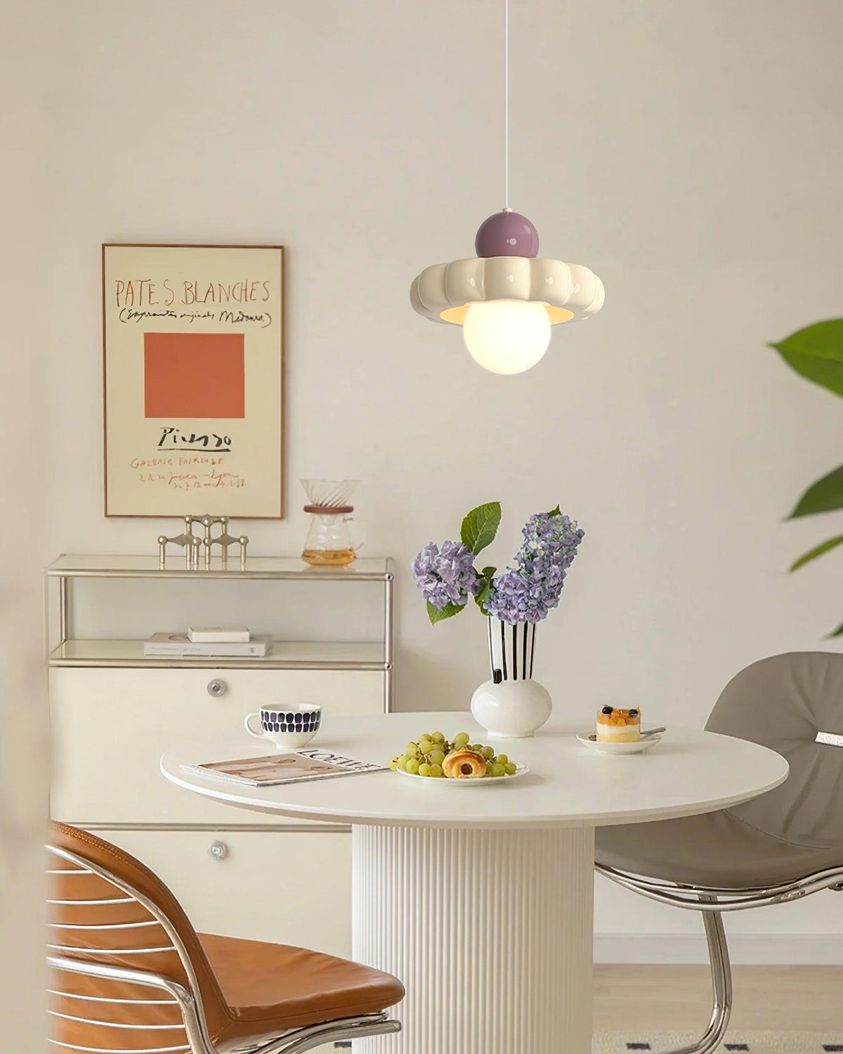 Suspension globe rétro avec abat-jour incurvé – Luminaire de plafond à douille G9 pour salle à manger, cuisine, chambre – Lampe suspendue moderne réglable