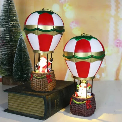 Celestia Hot Air Balloon Ornament - Resin, LED Battery Powered Christmas Decoration