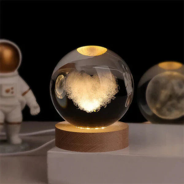 Ortekor CelestialGlow | LED Night Light Sphere with 3D Space Engravings | Enchanting Glow for Magical Ambiance