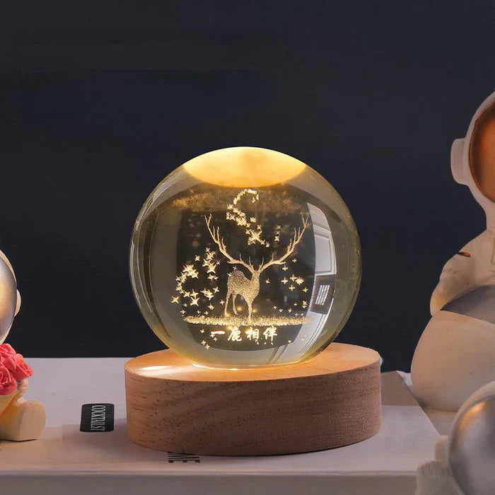 Ortekor CelestialGlow | LED Night Light Sphere with 3D Space Engravings | Enchanting Glow for Magical Ambiance