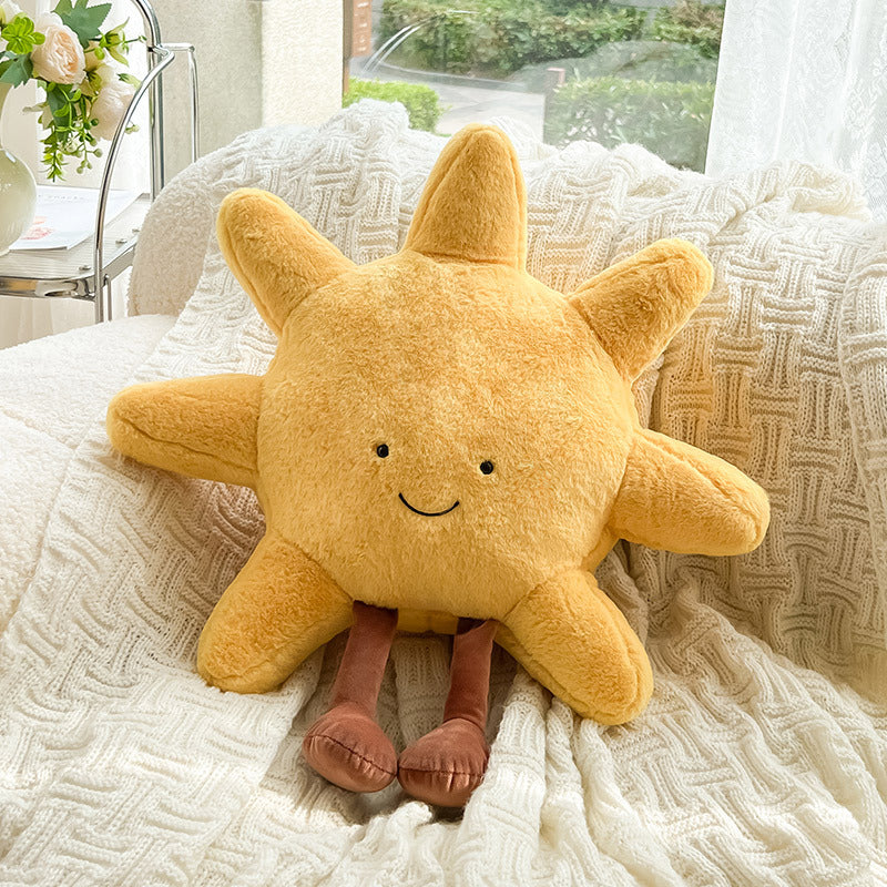 Rêves célestes | Coussin décoratif au tissu doux | Design enchanteur soleil-lune pour une ambiance chaleureuse