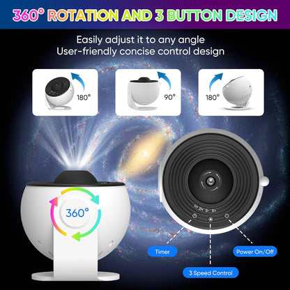 Rotating Galaxy Projector Night Light, Nebula Projector with Interchangeable HD Films, USB Star Light for Bedroom