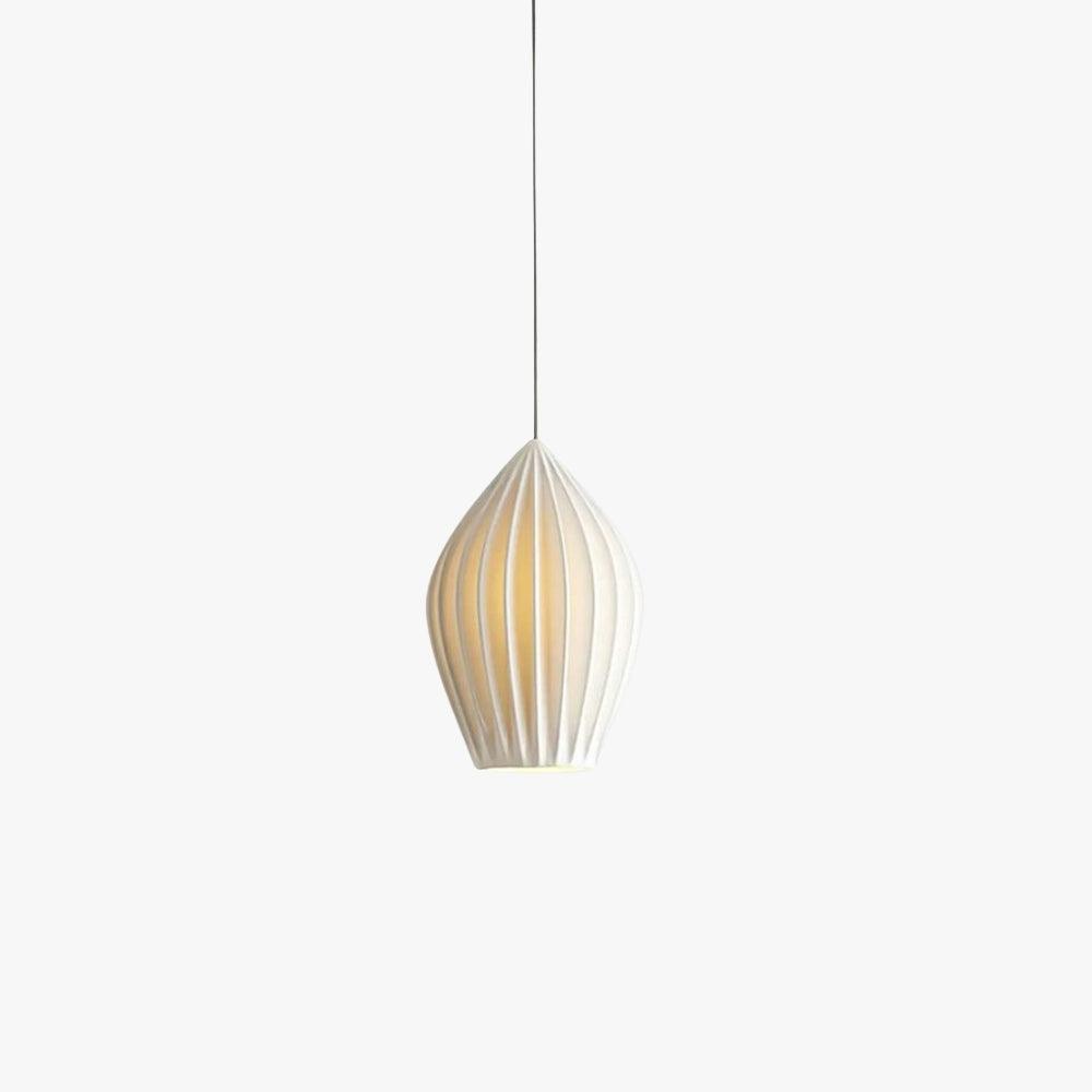 Ceramic Hanging Light Fixture White Ribbed Shade E14 Socket for Kitchen Island Dining Room Table Ceiling Adjustable Cord