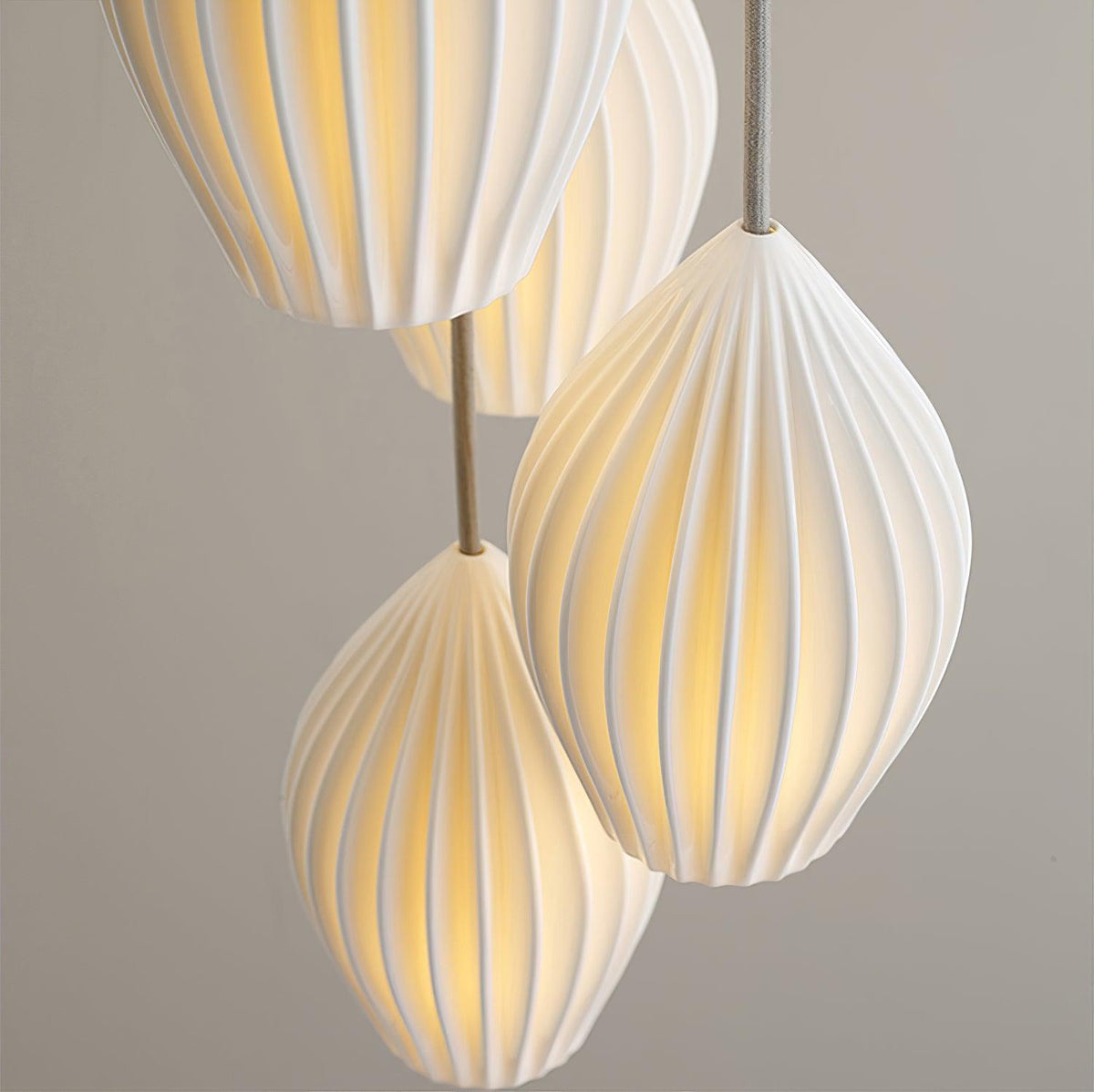 Ceramic Hanging Light Fixture White Ribbed Shade E14 Socket for Kitchen Island Dining Room Table Ceiling Adjustable Cord
