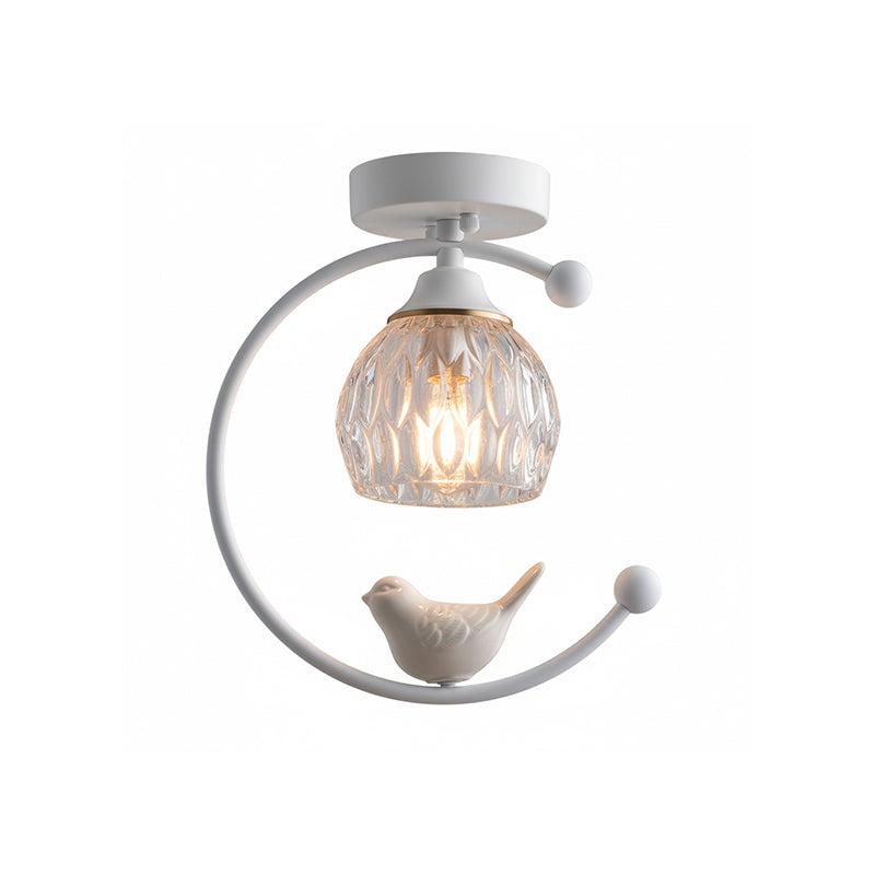 Decorative Bird Pendant Light with Brass Frame & Glass Shade for Bedroom, Dining Room & Living Room | Indoor Hanging Fixture 9 in × 11 in