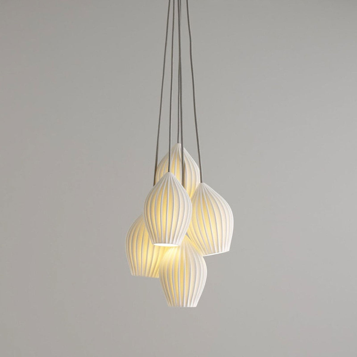 Ceramic Hanging Light Fixture White Ribbed Shade E14 Socket for Kitchen Island Dining Room Table Ceiling Adjustable Cord