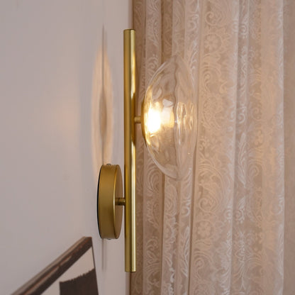 Modern Glass Sconce Light for Bedroom Hallway | Textured LED Wall Fixture Black or Gold Finish | Indoor Ambient Lighting